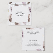 Pastel boho veren patroon vierkante visitekaartje (Voorkant / Achterkant)