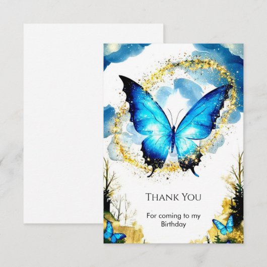 Pastel Boho Vlinder Verjaardag Bedankkaart (Voorkant / Achterkant)