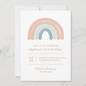 Pastel Boho Waterverf Rainbow Girl Birthday Party Kaart (Voorkant)