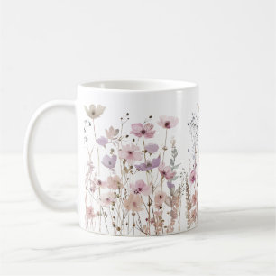 Pastel Boho Wild Flowers Bloemen Bloemen Waterverf Koffiemok