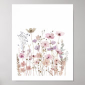 Pastel Boho Wild Flowers Bloemen Bloemen Waterverf Poster (Voorkant)
