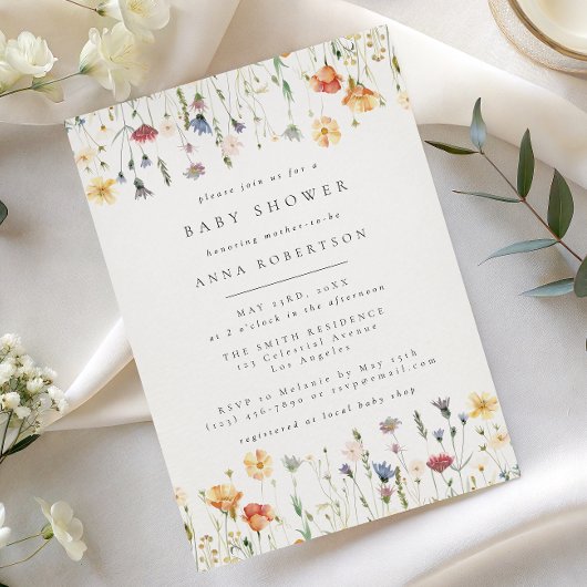 Pastel Boho Wilde Bloem Baby Shower Uitnodiging