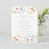 Pastel Boho Wilde Bloem Verlovingsfeest Kaart (Staand voorkant)