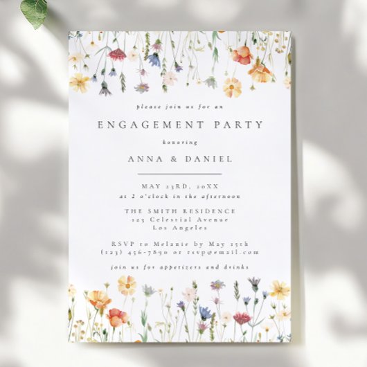 Pastel Boho Wilde Bloem Verlovingsfeest Kaart