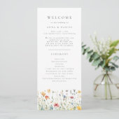 Pastel Boho Wildebloemen Huwelijksprogramma Programmakaart (Staand voorkant)