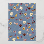 Pastel Boho Wildflower Periwinkle Vrijgezellenfees Folie Uitnodiging (Achterkant)