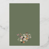 Pastel Boho Wildflower Rustic Sage Green Wedding Folie Uitnodiging (Achterkant)