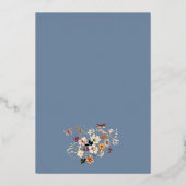 Pastel Boho Wildflower Rustieke Periwinkle bruilof Folie Uitnodiging (Achterkant)