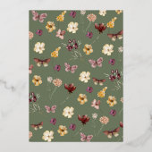 Pastel Boho Wildflower Sage Groen Vrijgezellenfees Folie Uitnodiging (Achterkant)