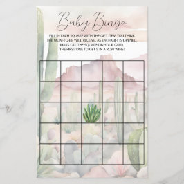 Pastel Boho Woestijn Cactus Baby Shower Bingo Spel