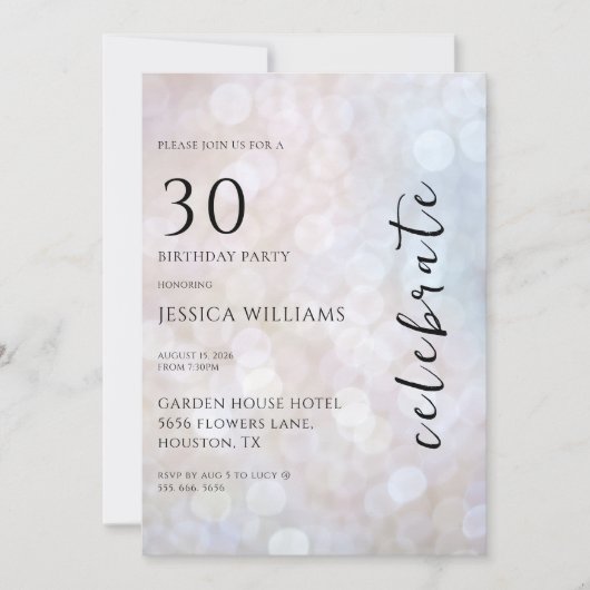 Pastel Bokeh 30ste Verjaardagsfeest Kaart (Voorkant)