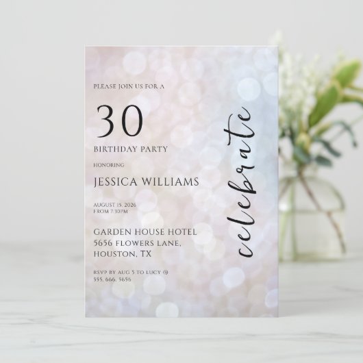 Pastel Bokeh 30ste Verjaardagsfeest Kaart (Staand voorkant)