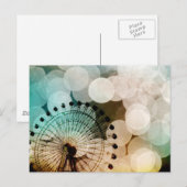 Pastel bokeh blue ferris wheels Carnival Briefkaart (Voorkant / Achterkant)