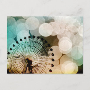 Pastel bokeh blue ferris wheels Carnival Briefkaart