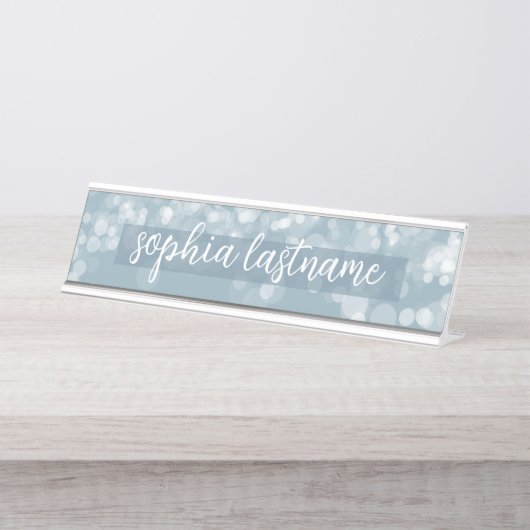 Pastel Bokeh Pattern with Handwritten Signature Bureau Naambordje (Voorkant)