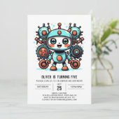 Pastel Bolts Bohemian Robot Verjaardag Kaart (Staand voorkant)