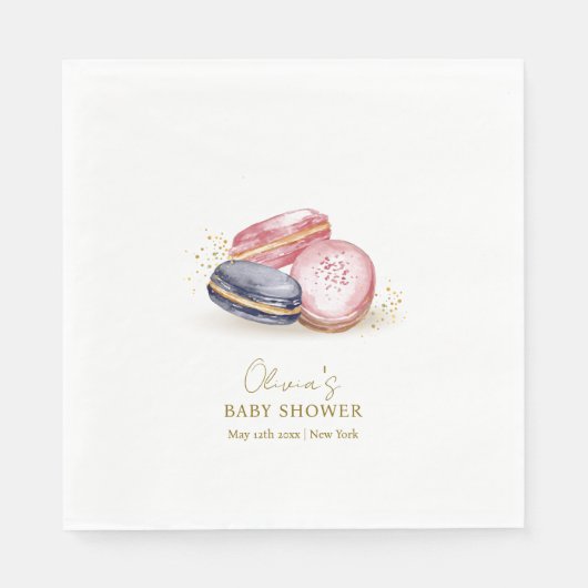 Pastel Bonjour Bébé French Macarons Baby shower Servet (Voorkant)