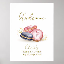 Pastel Bonjour Bébé Macarons Baby shower Welkom Poster