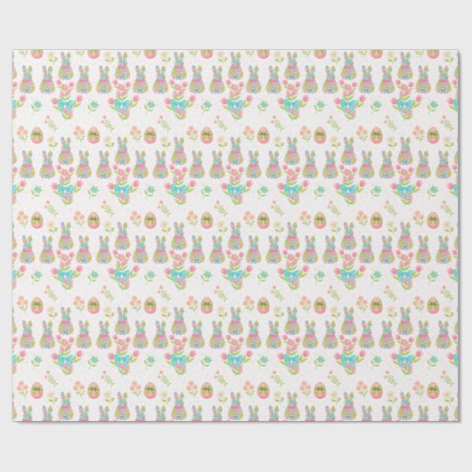 Pastel Boog Konijn Pasen Patroon Cadeaupapier (Vlak)