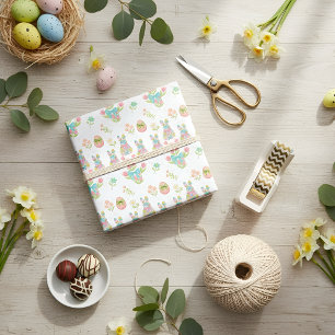 Pastel Boog Konijn Pasen Patroon Cadeaupapier