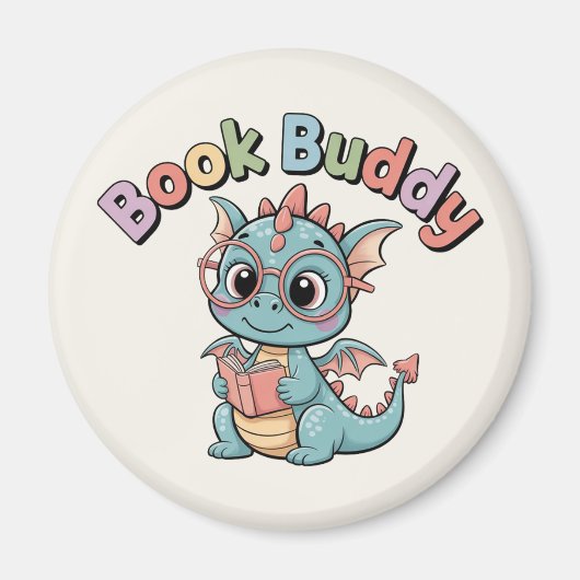 Pastel Book Buddy Lezende Draak Magneet (Voorkant)