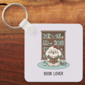 Pastel Book Lover Poodle Puppy Dog Tea Cozy Sleutelhanger (Voorkant)