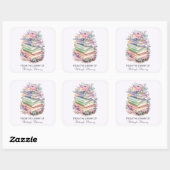 Pastel Books & Flowers Personalized Bookplaten Vierkante Sticker (Vel)