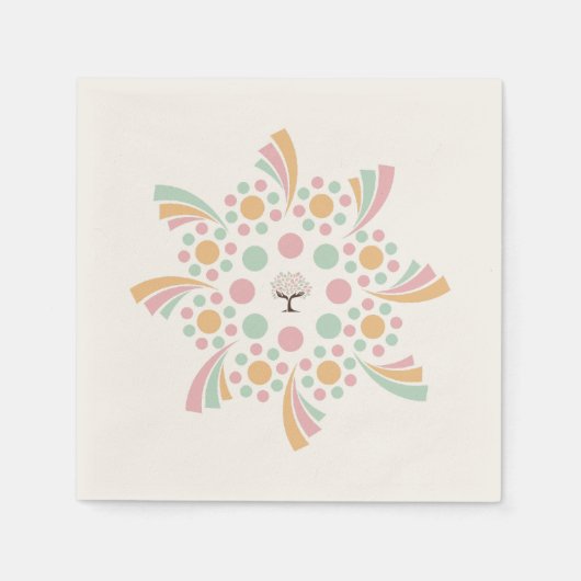 Pastel Boom des Levens Mandala Servet (Voorkant)
