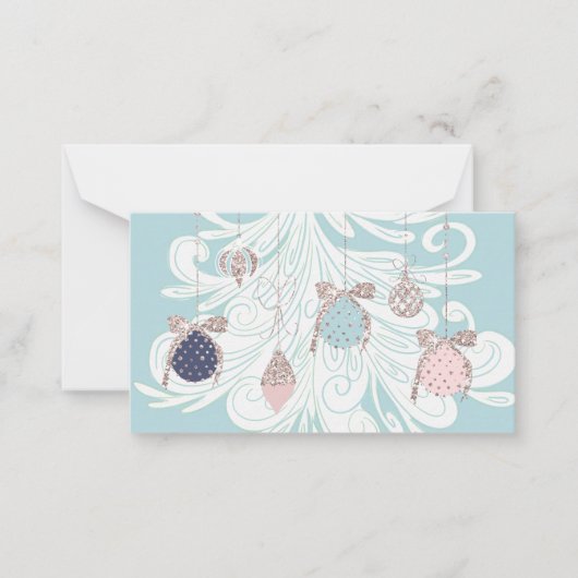 Pastel Boom & Kerstbal Notitiekaart Notitiekaartje (Voorkant)