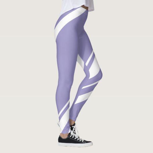 Pastel Bord Lavendel Paarse Abstracte kunst Leggings (Rechts)