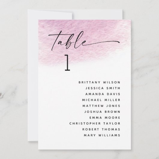 Pastel bord roze paarse bruiloft zitgrafiek kaart (Voorkant)