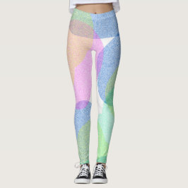 Pastel Bord Turquoise Abstract Art Clouds Legging