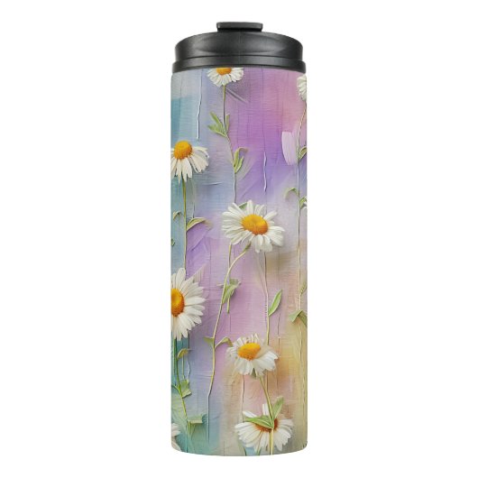 PASTEL BORDUURWERK LOOK DAISY BLOEMEN THERMOSBEKER (Voorkant)