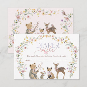 Pastel bos wilde bloemen luierspelcadeau baby informatiekaartje