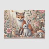 Pastel bosdieren bloemen tissuepapier (Voorkant)