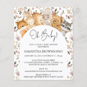 Pastel bosdieren Oh Baby Shower Budget Flyer