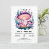 Pastel Bossen Digitale Paddestoel Verjaardag Kaart (Staand voorkant)