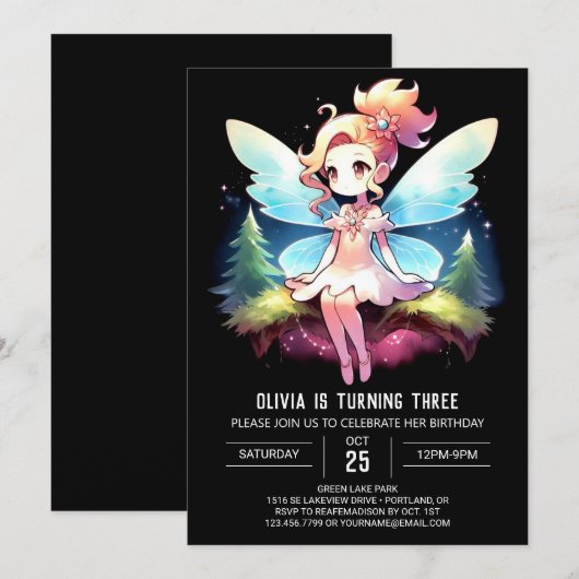 Pastel Bossen Fairy Verjaardag Kaart (Voorkant / Achterkant)