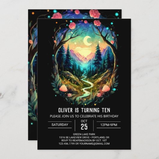 Pastel Bossen Timber Verjaardag Kaart (Voorkant / Achterkant)