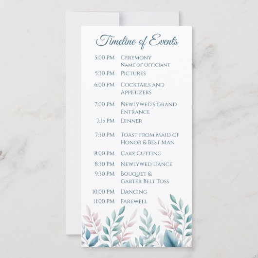 Pastel Botanical- Huwelijksprogramma- (Achterkant)