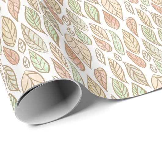Pastel Botanical Leaf Pattern Cadeaupapier (Rol Hoek)