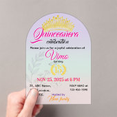 Pastel Botanical Quinceañera Acrylic Invitation Acryl Uitnodigingen (Insitu (Draagbaar))