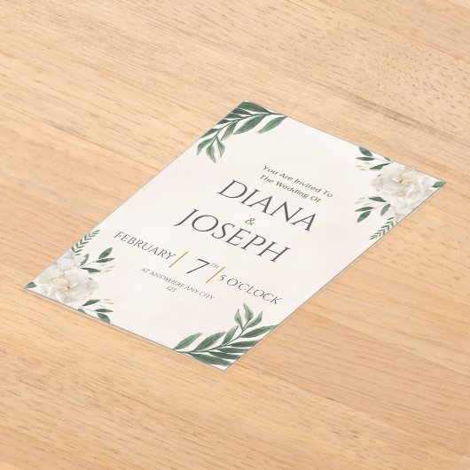 Pastel Botanical Wedding Invitation | EditabLE Acryl Uitnodigingen (Laagn)