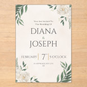 Pastel Botanical Wedding Invitation | EditabLE Acryl Uitnodigingen (Voorkant)