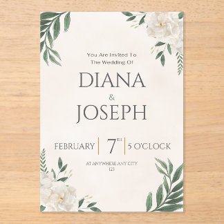 Pastel  Botanical Wedding Invitation | EditabLE Acryl Uitnodigingen