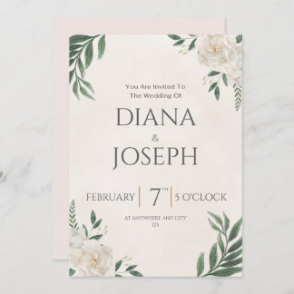 Pastel  Botanical Wedding Invitation | EditabLE Kaart