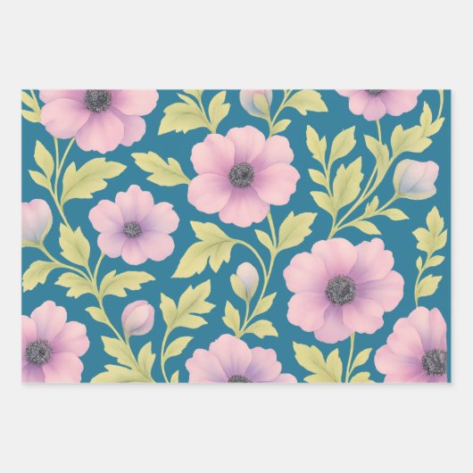 Pastel Botanical Wrapping Paper Set of 3 (Voorkant 2)