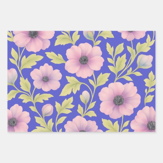 Pastel Botanical Wrapping Paper Set of 3 (Voorkant)