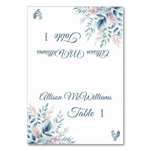 Pastel Botanisch-Pluimvee Icon-Wedding- Kaart (Voorkant)