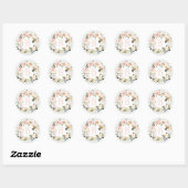 Pastel Botanische Bloemen Kant Krans Monogram Ronde Sticker (Vel)